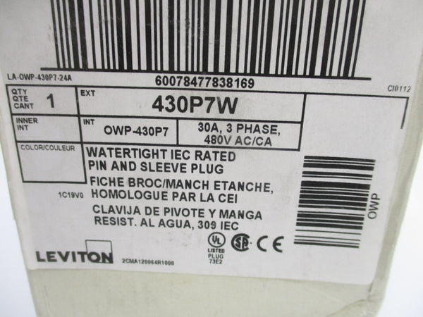 LEVITON 430P7W 480VAC 30A (AS PICTURED) NSMP