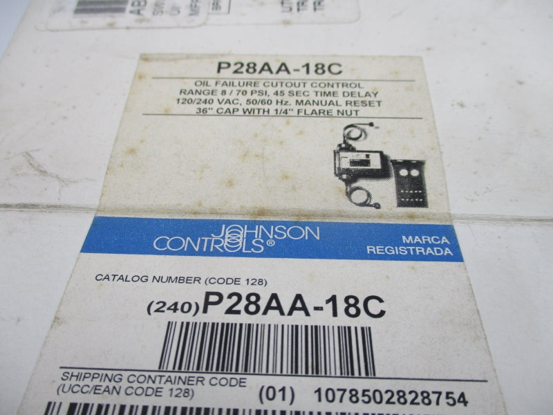 JOHNSON CONTROLS P28AA-18C 120/240VAC 8-70PSI 1/4" NSMP