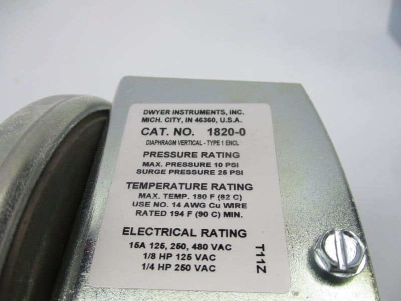 DWYER 1820-0 125-480VAC 15A 10PSI NSMP