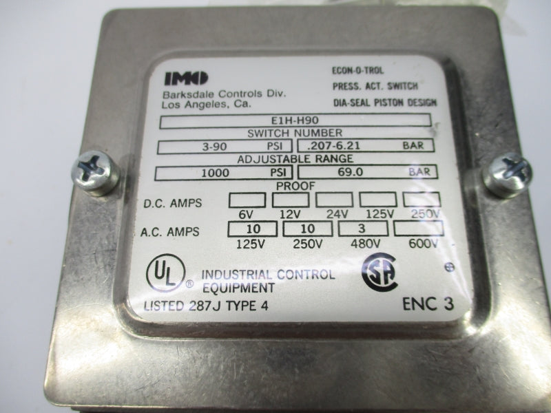 INGERSOLL RAND E1H-H90 480VAC 3A 3-90PSI NSMP
