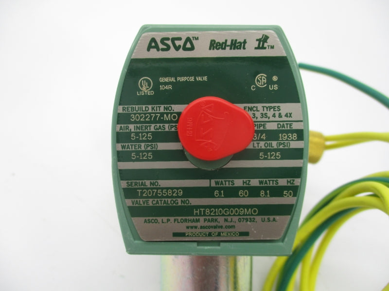 ASCO HT8210G009MO 110/120V 5-125PSI 3/4" NSMP