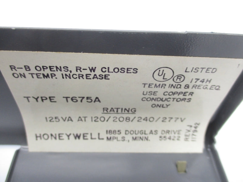 HONEYWELL T675A 1011 277V 0-100'F NSNP