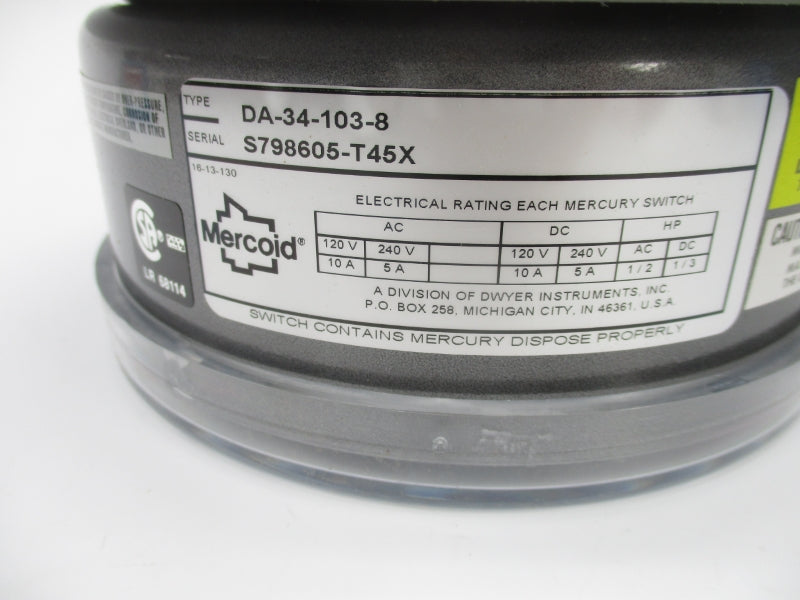 MERCOID DA-34-103-8 120/240VAC 10/5A UNMP