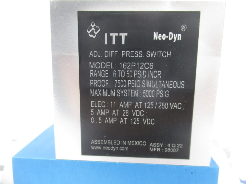 ITT 162P12C6 125/250VAC 11A 6-50PSI NSNP