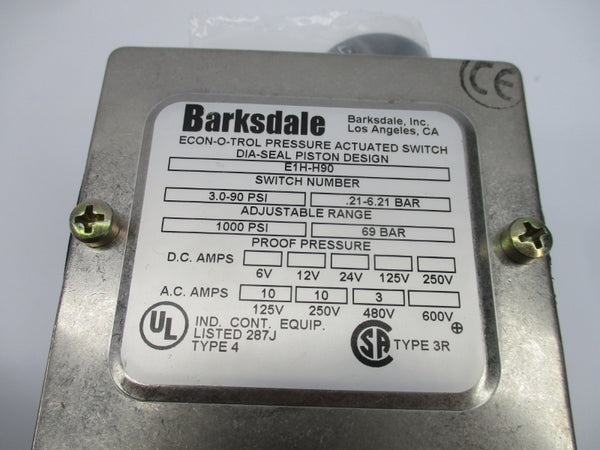 BARKSDALE E1H-H90 480VAC 3A 3.0-90PSI NSNP