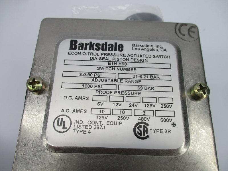 BARKSDALE E1H-H90 480VAC 3A 3.0-90PSI NSNP