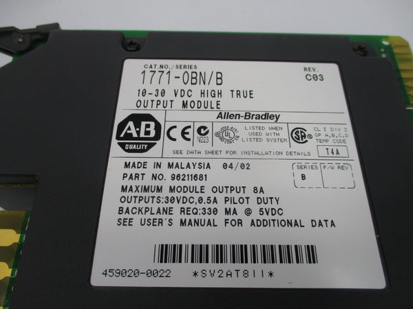ALLEN BRADLEY 1771-OBN SER. B 10-30VDC REV. C03 (NO TERMINAL) UNMP