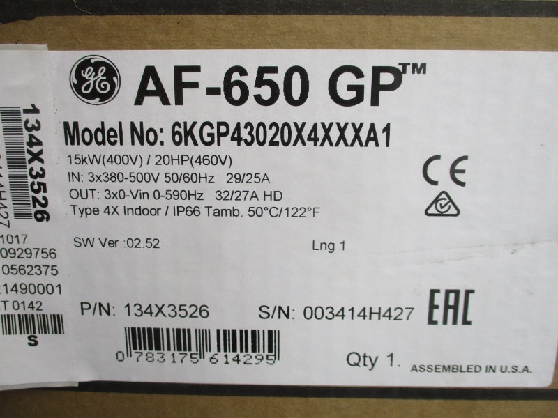 GENERAL ELECTRIC 134X3526 6KGP43020X4XXXA1 380-500V 29/25A NSMP