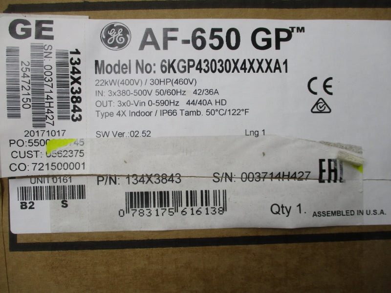 GENERAL ELECTRIC 134X3843 6KGP43030X4XXXA1 380-500V 42/36A NSMP
