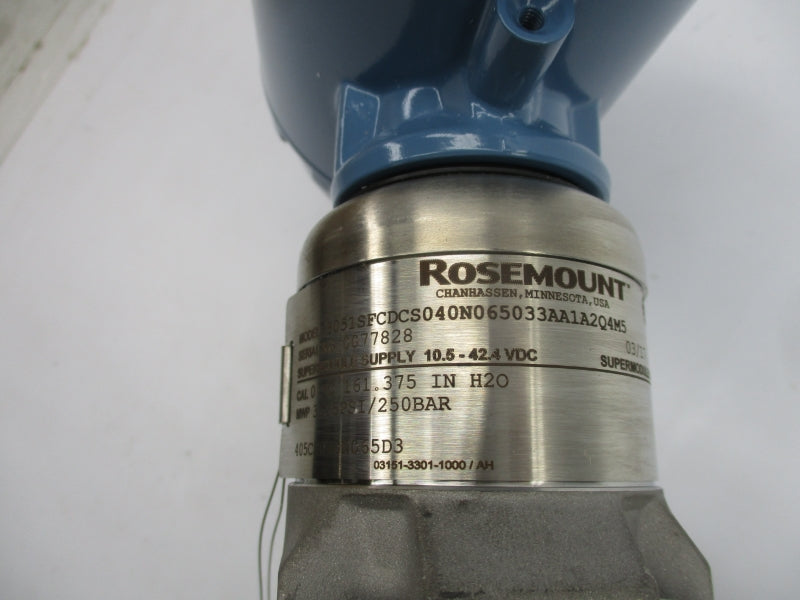 ROSEMOUNT 3051SFCDCS040N065033AA1A2Q4M5 10.5-42.4VDC 2626PSI NSMP