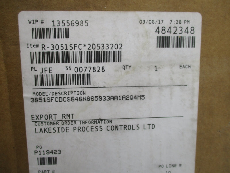 ROSEMOUNT 3051SFCDCS040N065033AA1A2Q4M5 10.5-42.4VDC 2626PSI NSMP