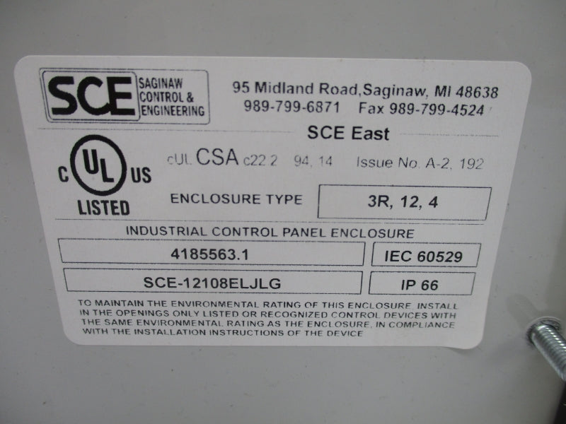 SAGINAW CONTROL SCE-12108ELJLG (AS PICTURED) NSNP