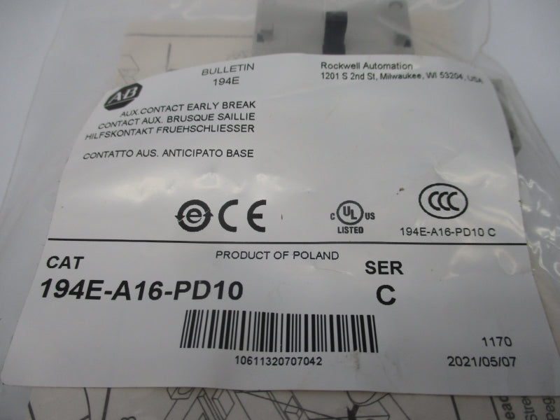 ALLEN BRADLEY 194E-A16-PD10 SER. C NSMP