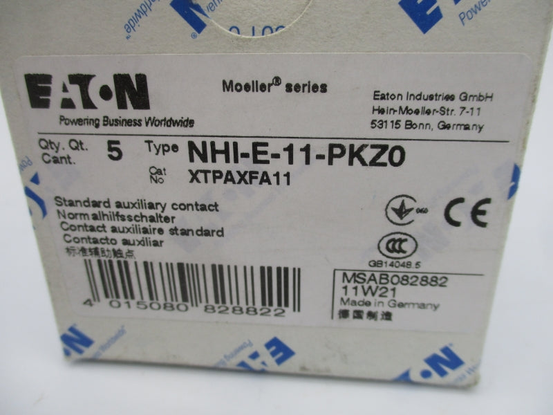 EATON NHI-E-11-PKZ0 XTPAXFA11 4000V 2.5A (PKG OF 5) NSMP