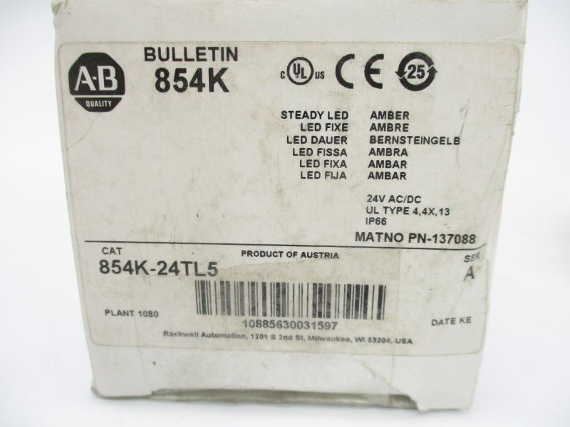 ALLEN BRADLEY 854K-24TL5 SER. A 24VAC/DC (WH) NSMP