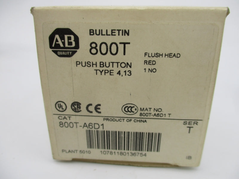 ALLEN BRADLEY 800T-A6D1 SER. T 600V (WH) NSMP