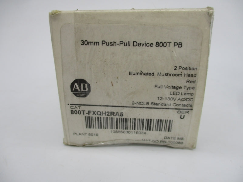 ALLEN BRADLEY 800T-FXQH2RA5 SER. U 12-130VAC/DC (WH) NSMP