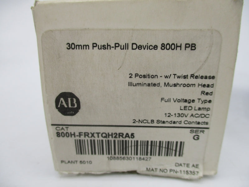 ALLEN BRADLEY 800H-FRXTQH2RA5 SER. G 12-130VAC/DC (WH) NSMP