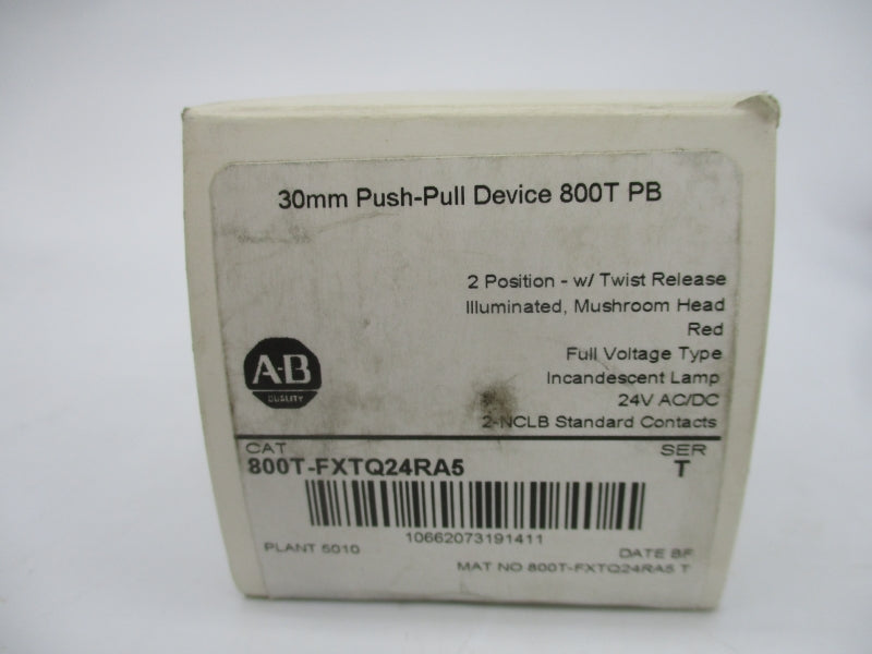 ALLEN BRADLEY 800T-FXTQ24RA5 SER. T 24VAC/DC (WH) NSMP