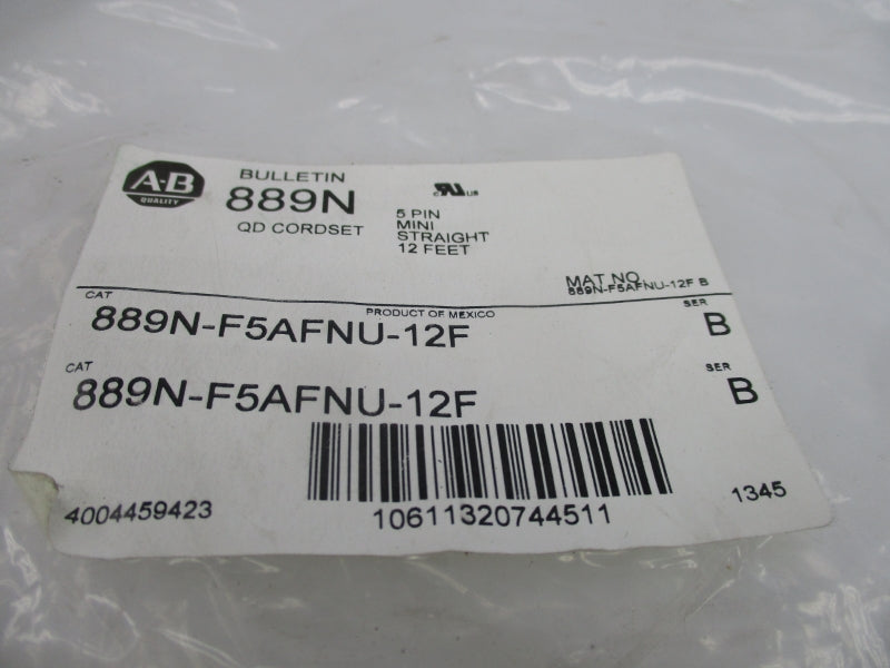 ALLEN BRADLEY 889N-F5AFNU-12F SER. B 600V, 8A 12FT NSMP