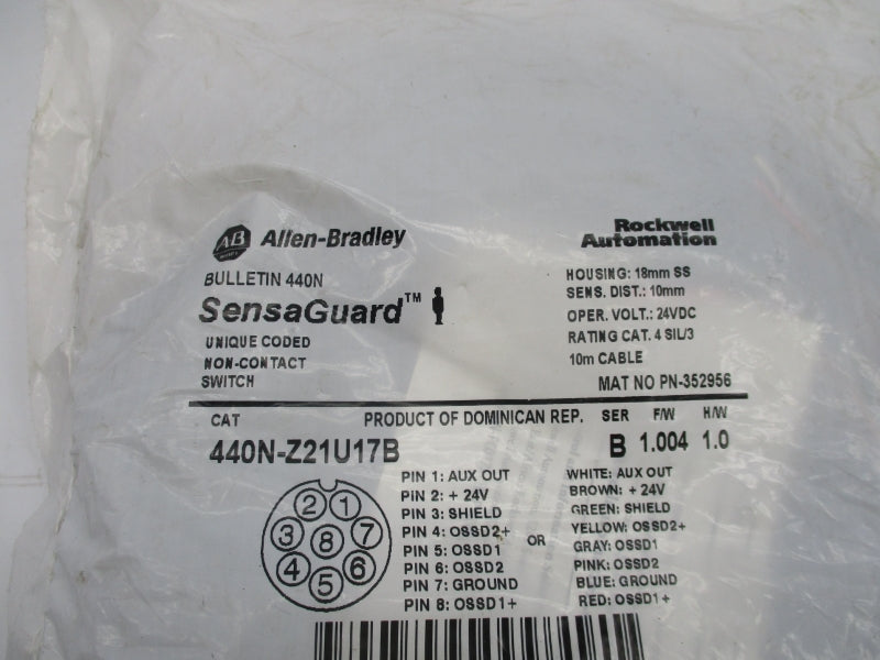 ALLEN BRADLEY 440N-Z21U17B SER. B F/W 1.004 24VDC 10M NSMP