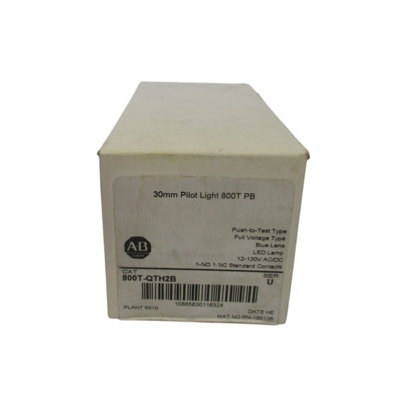 ALLEN BRADLEY 800T-QTH2B SER. U 12-130VAC/DC (WH) NSFS