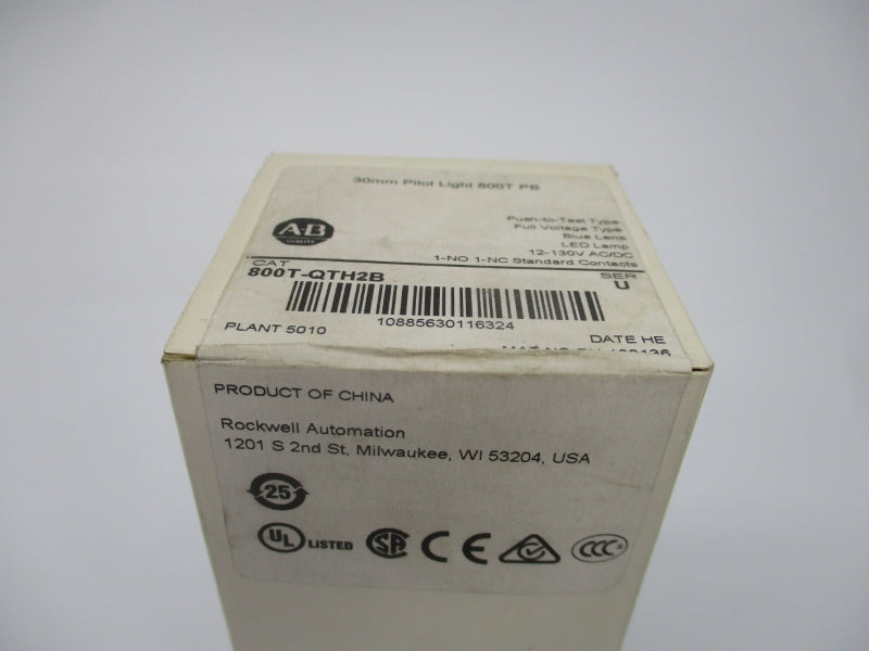 ALLEN BRADLEY 800T-QTH2B SER. U 12-130VAC/DC (WH) NSFS