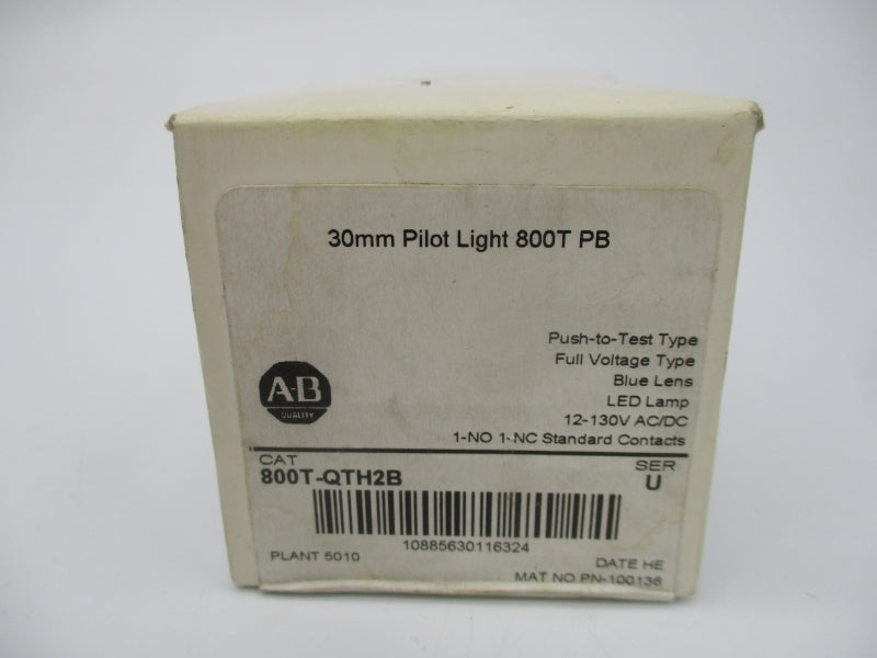 ALLEN BRADLEY 800T-QTH2B SER. U 12-130VAC/DC (WH) NSFS