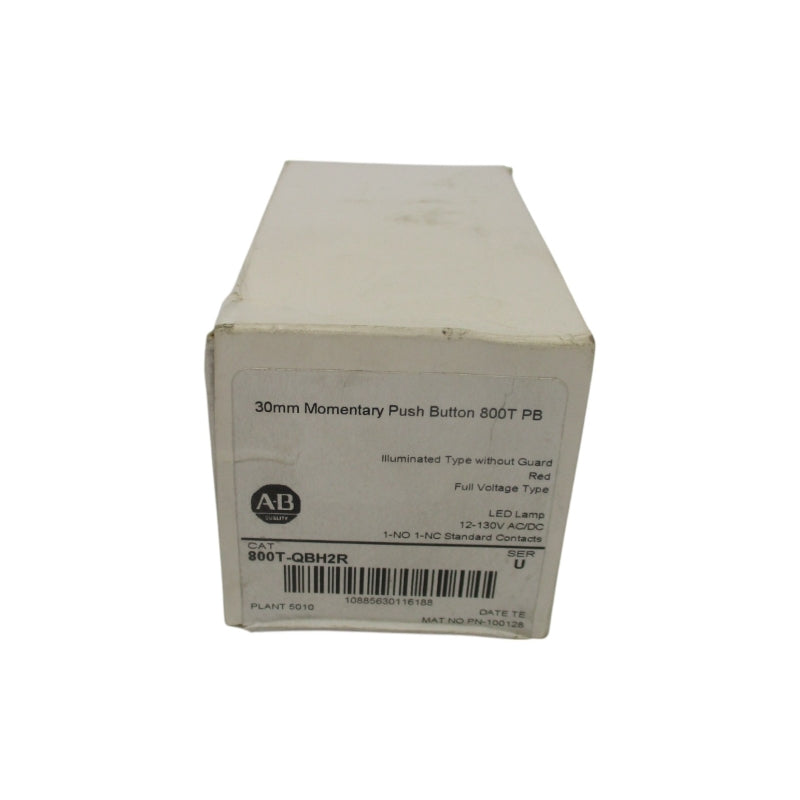 ALLEN BRADLEY 800T-QBH2R SER. U 12-130VAC/DC (WH) NSFS