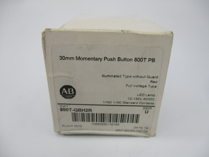 ALLEN BRADLEY 800T-QBH2R SER. U 12-130VAC/DC (WH) NSFS