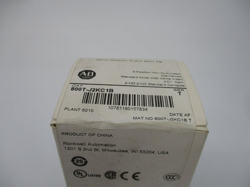 ALLEN BRADLEY 800T-J2KC1B SER. T (WH) NSFS