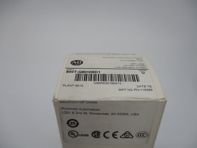 ALLEN BRADLEY 800T-QBH2BD1 SER. U 12-130VAC/DC (WH) NSFS