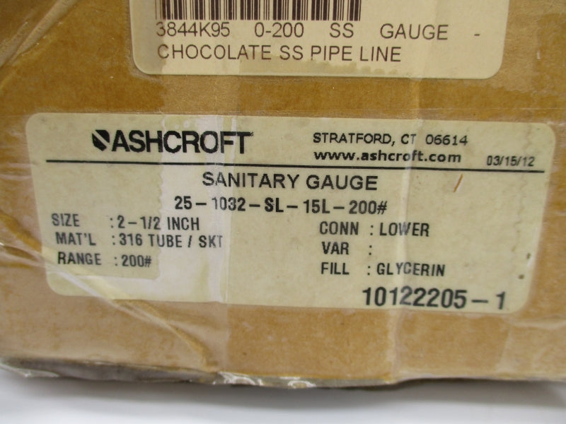 ASHCROFT 25-1032-SL-15L-200# 0-200PSI 2-1/2" NSMP