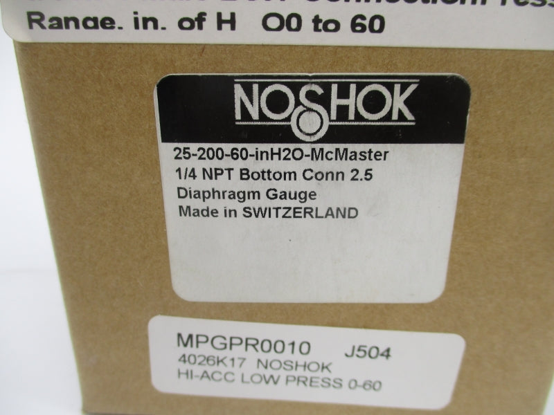 NOSHOK 25-200-60-INH2O 1/4" NSMP