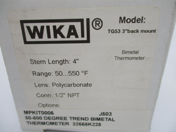 WIKA TG53 3" 50-550'F NSMP