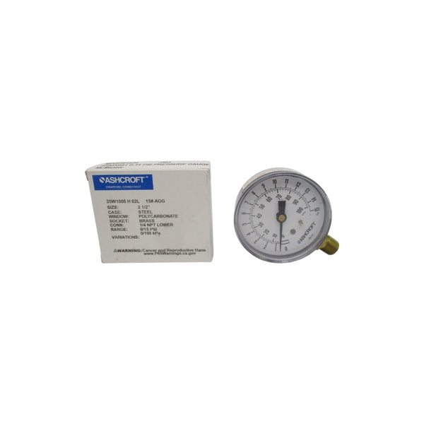 ASHCROFT 25W1005H02L 15#-AGG 0-15PSI 2-1/2" NSMP
