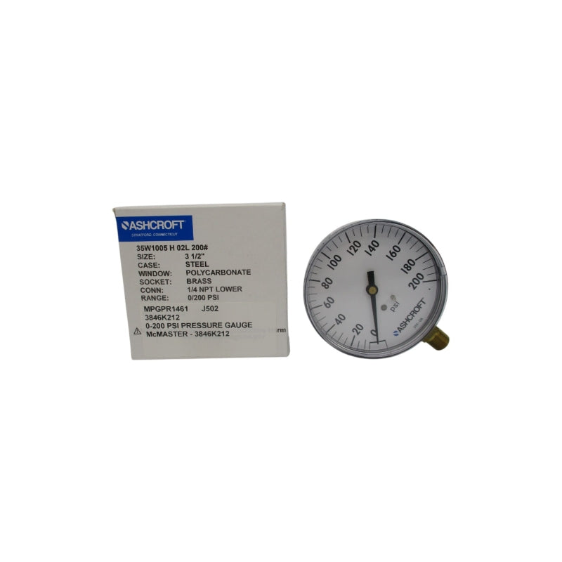 ASHCROFT 35W1005H02L 200# 0-200PSI 3-1/2" NSMP
