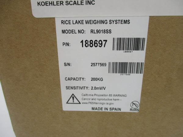 RICE LAKE 188697 RL9018SS NSMP