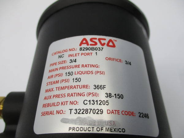 ASCO 8290B037 150PSI 3/4" NSMP