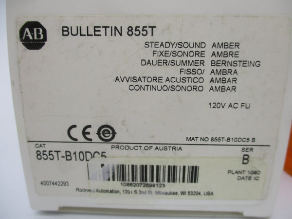 ALLEN BRADLEY 855T-B10DC5 SER. B 120V (WH) NSMP