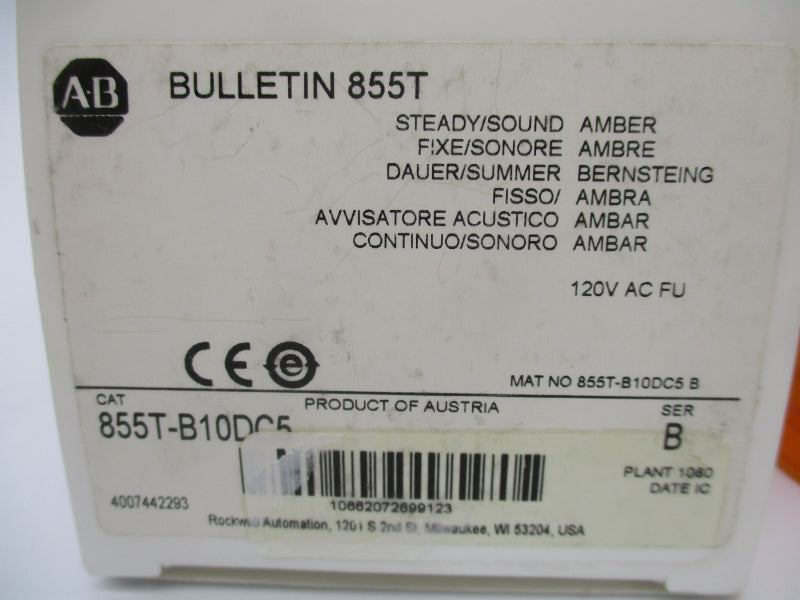 ALLEN BRADLEY 855T-B10DC5 SER. B 120V (WH) NSMP