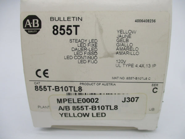 ALLEN BRADLEY 855T-B10TL8 SER. C 120V (WH) NSMP