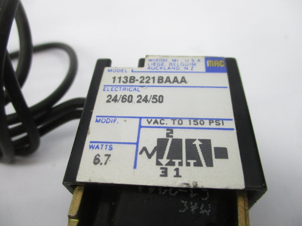MAC 113B-221BAAA 24V 150PSI (AS PICTURED) NSNP