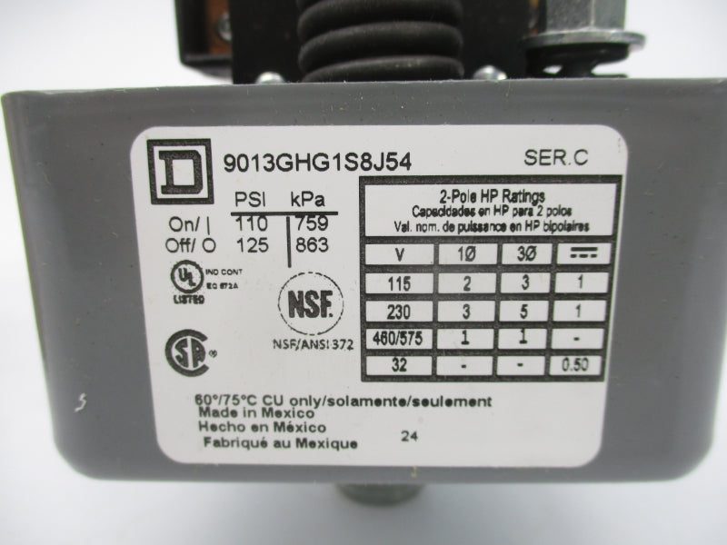 SQUARE D 9013GHG1S8J54 SER. C 460/575V 110/125PSI NSMP
