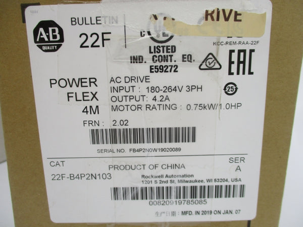 ALLEN BRADLEY 22F-B4P2N103 SER. A F/W 2.02 NSMP