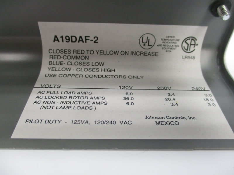 JOHNSON CONTROLS A19DAF-2C 200-240'F NSMP