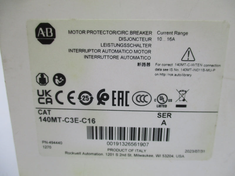 ALLEN BRADLEY 140MT-C3E-C16 SER. A 10-16A (WH) NSMP