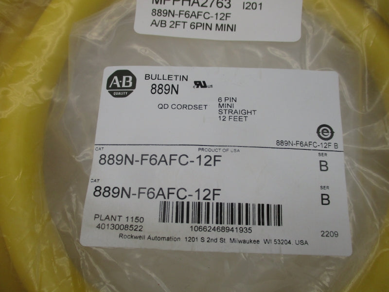 ALLEN BRADLEY 889N-F6AFC-12F SER. B 600V 8A 12' NSMP