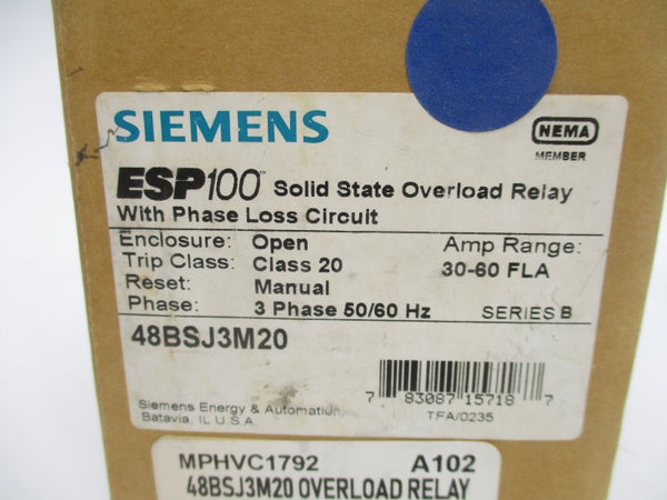 SIEMENS 48BSJ3M20 SER. B 30-60A NSMP