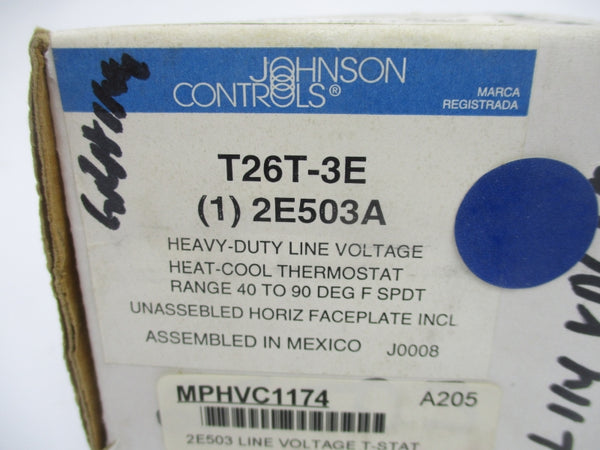 JOHNSON CONTROLS T26T-3E 240V 8A 40-90'F (AS PICTURED) NSMP